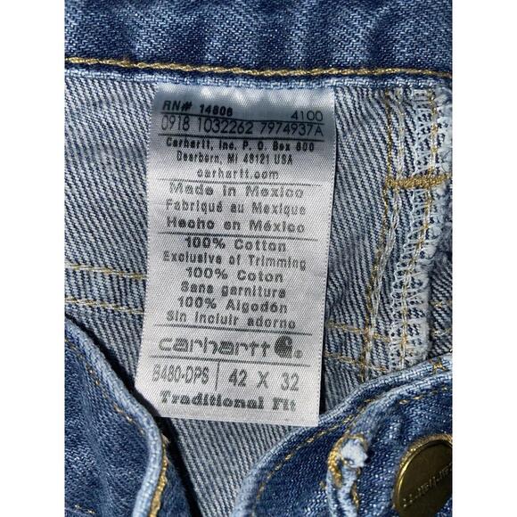 Carhartt Mens Jeans 42x32 Straight Leg Traditional Fit Jean Medium Wash B480 - Picture 6 of 10